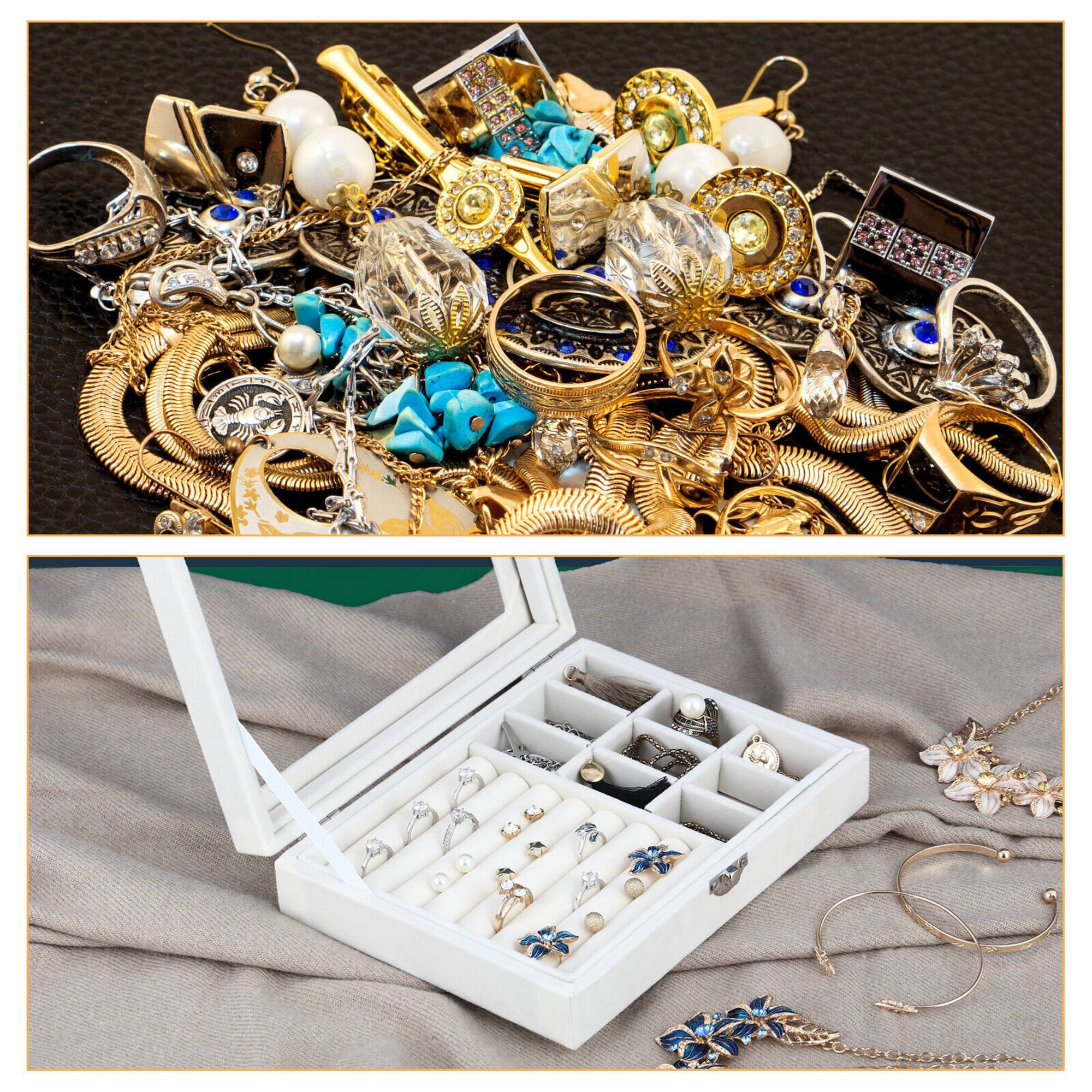 NEX™ 8" White Velvet Jewelry Organizer For Earring and Rings